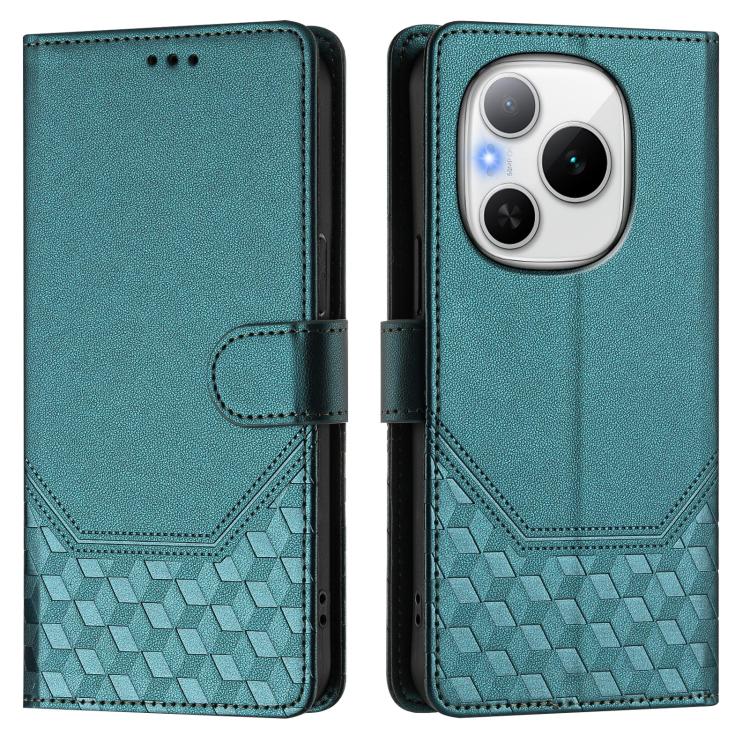 For Honor Power 5G Honeycomb Embossing RFID Leather Phone Case