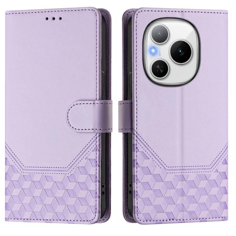For Honor Power 5G Honeycomb Embossing RFID Leather Phone Case