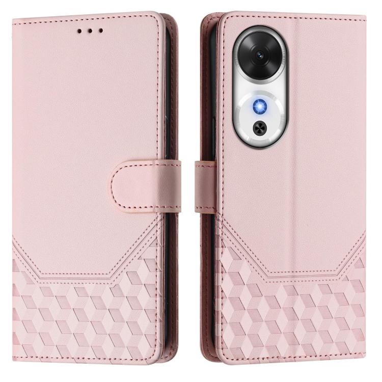 For Honor Play 60 5G Honeycomb Embossing RFID Leather Phone Case