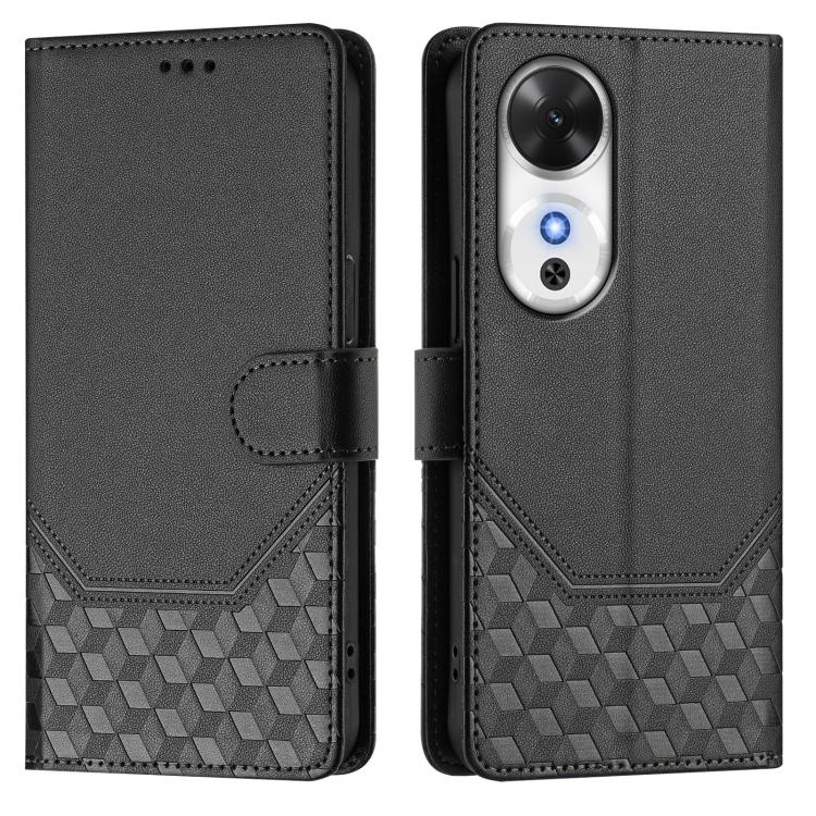 For Honor Play 60 5G Honeycomb Embossing RFID Leather Phone Case
