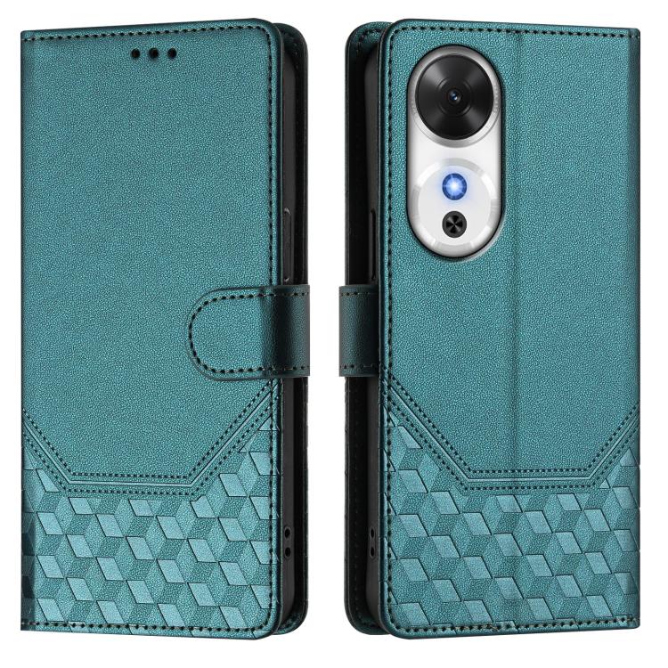 For Honor Play 60 5G Honeycomb Embossing RFID Leather Phone Case