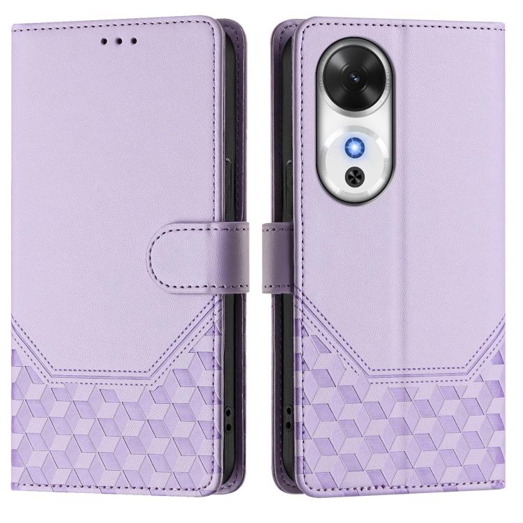 For Honor Play 60 5G Honeycomb Embossing RFID Leather Phone Case