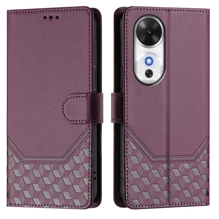 For Honor Play 60 5G Honeycomb Embossing RFID Leather Phone Case