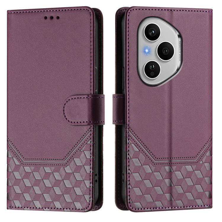 For Honor 400 Pro Global 160.8mm Honeycomb Embossing RFID Leather Phone Case