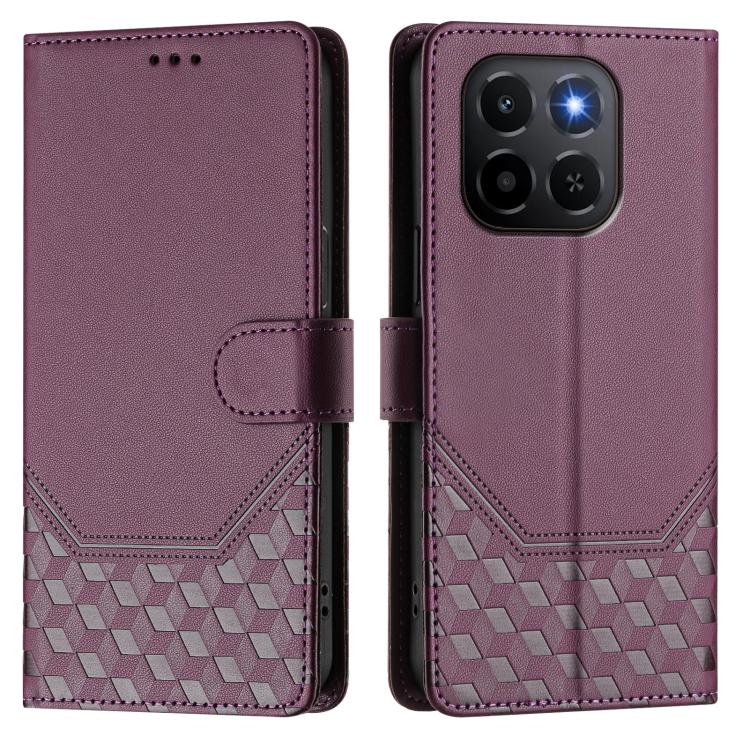 For Honor X6c 4G Honeycomb Embossing RFID Leather Phone Case