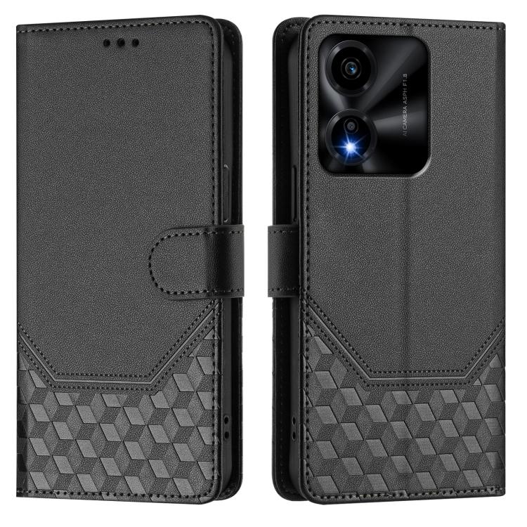 For Honor X5c Plus Honeycomb Embossing RFID Leather Phone Case