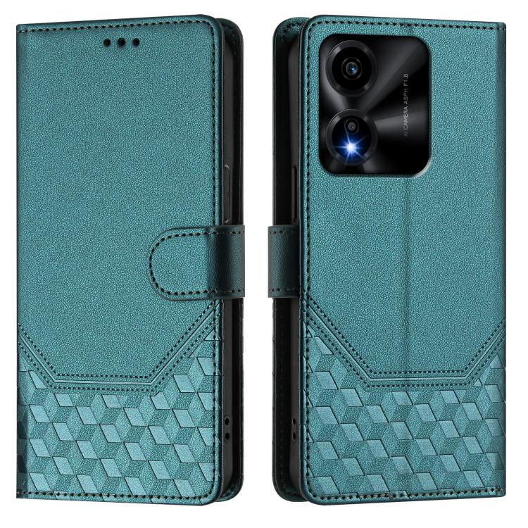 For Honor X5c Plus Honeycomb Embossing RFID Leather Phone Case