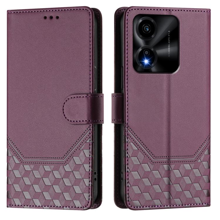 For Honor X5c Plus Honeycomb Embossing RFID Leather Phone Case