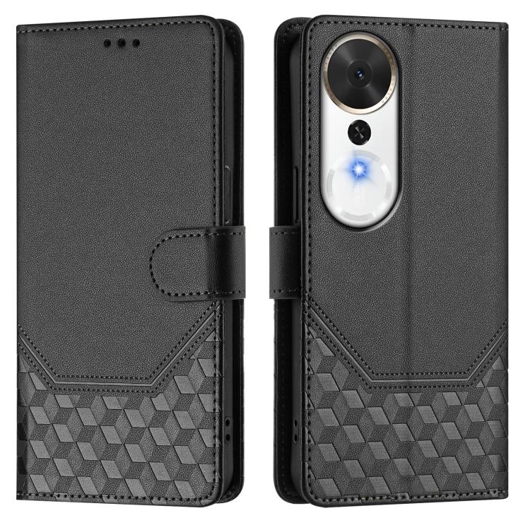 For Honor Play 70 Plus Honeycomb Embossing RFID Leather Phone Case