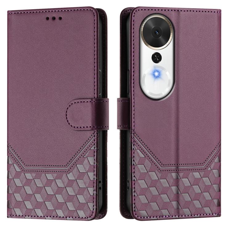 For Honor Play 70 Plus Honeycomb Embossing RFID Leather Phone Case
