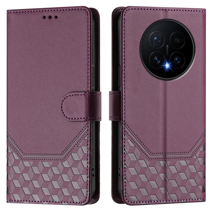 For Honor Magic8 Honeycomb Embossing RFID Leather Phone Case