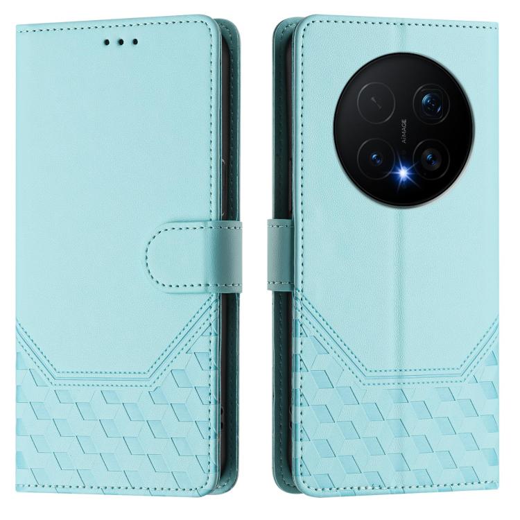 For Honor Magic8 Pro Honeycomb Embossing RFID Leather Phone Case