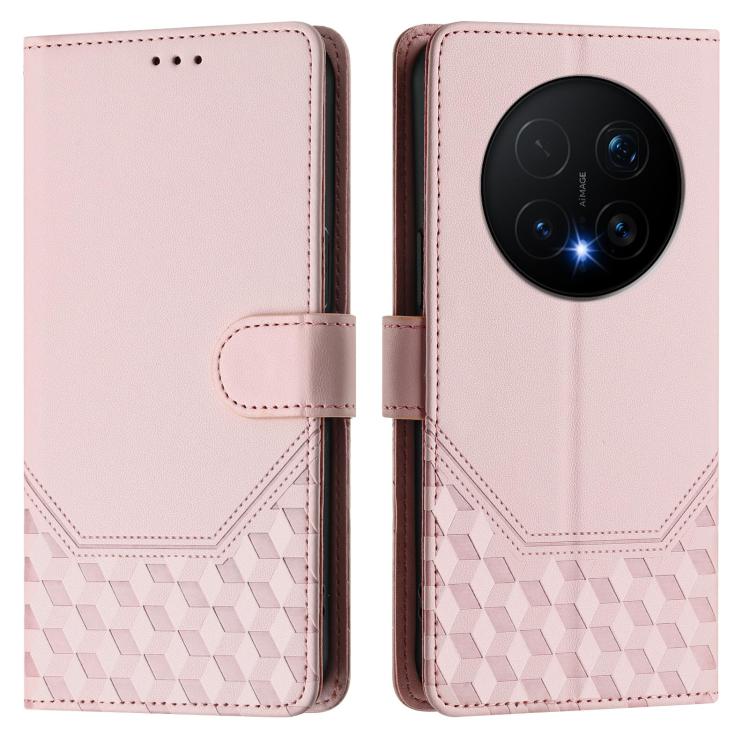 For Honor Magic8 Pro Honeycomb Embossing RFID Leather Phone Case
