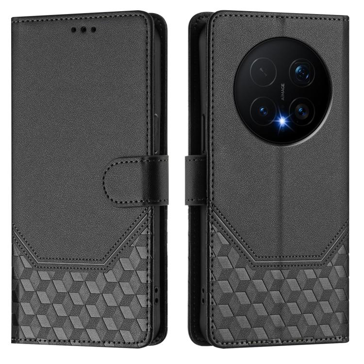 For Honor Magic8 Pro Honeycomb Embossing RFID Leather Phone Case