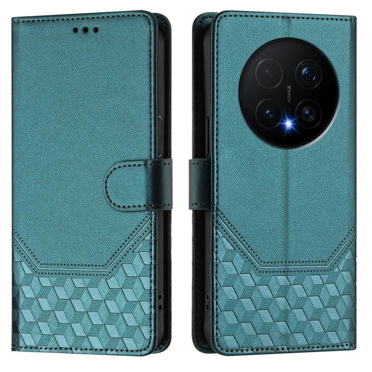 For Honor Magic8 Pro Honeycomb Embossing RFID Leather Phone Case