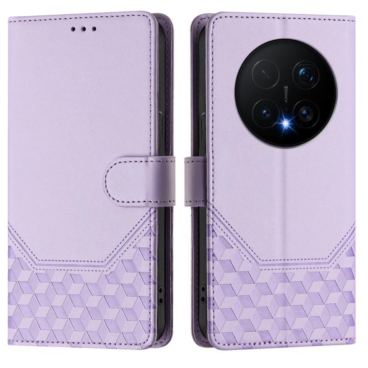 For Honor Magic8 Pro Honeycomb Embossing RFID Leather Phone Case