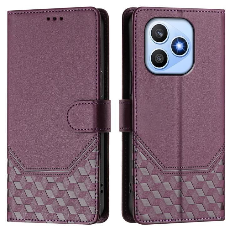 For Honor X8d 4G Honeycomb Embossing RFID Leather Phone Case