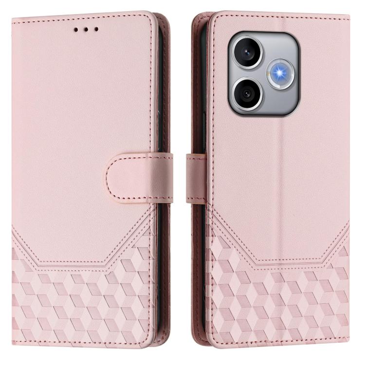 For Honor 600 Lite Global Honeycomb Embossing RFID Leather Phone Case