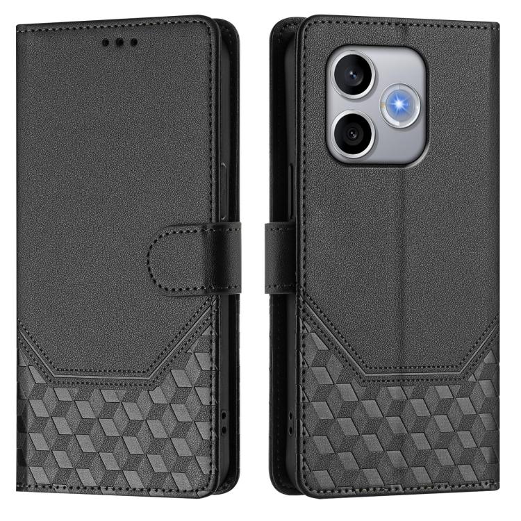 For Honor 600 Lite Global Honeycomb Embossing RFID Leather Phone Case