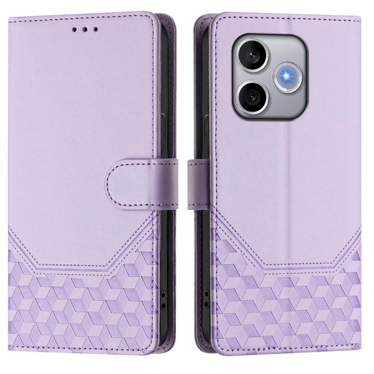 For Honor 600 Lite Global Honeycomb Embossing RFID Leather Phone Case