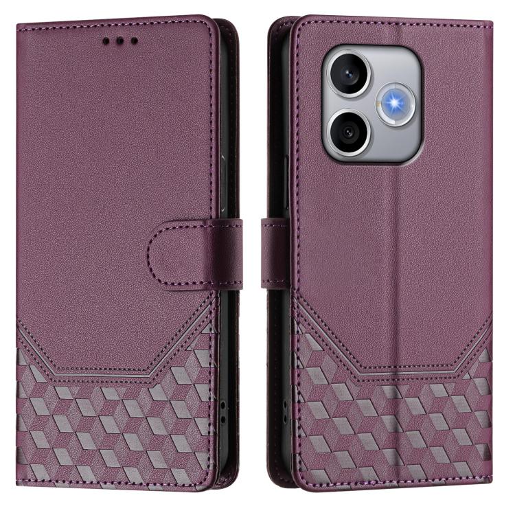 For Honor 600 Lite Global Honeycomb Embossing RFID Leather Phone Case
