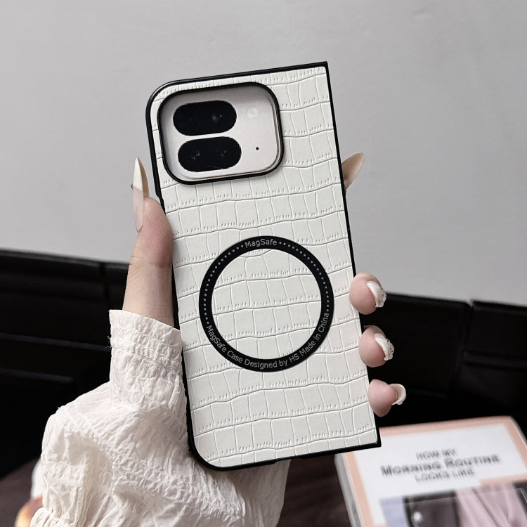For Google Pixel 9 Pro Fold Crocodile Pattern Leather MagSafe Magnetic Phone Case