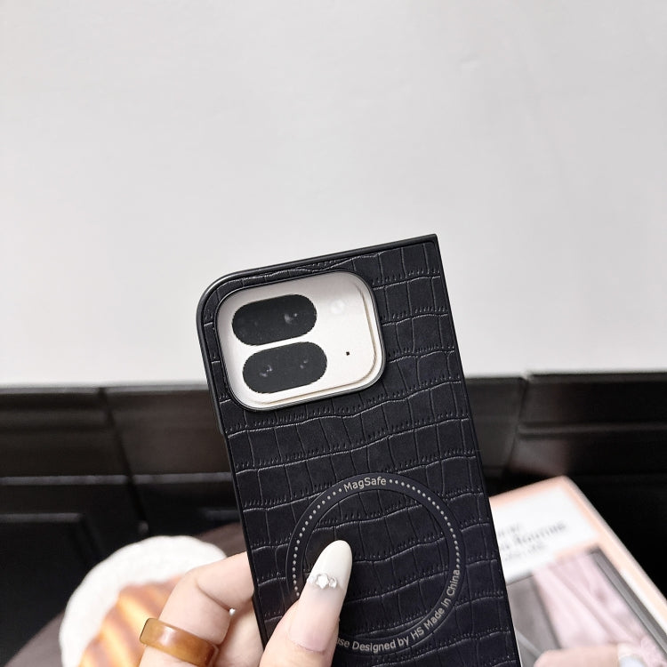 For Google Pixel 9 Pro Fold Crocodile Pattern Leather MagSafe Magnetic Phone Case