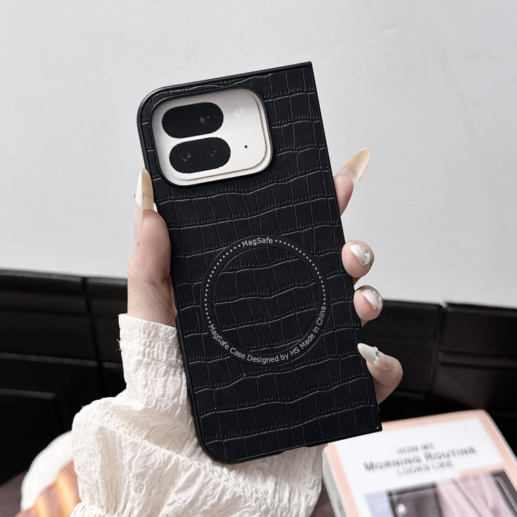 For Google Pixel 9 Pro Fold Crocodile Pattern Leather MagSafe Magnetic Phone Case