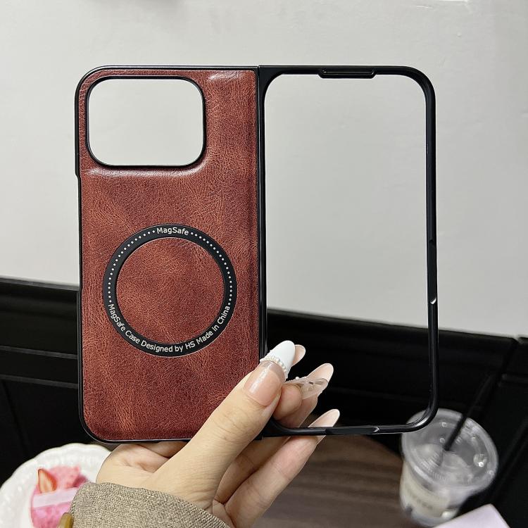 For Google Pixel 9 Pro Fold Crazy Horse Pattern Leather MagSafe Magnetic Phone Case