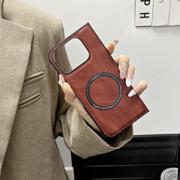 For Google Pixel 9 Pro Fold Crazy Horse Pattern Leather MagSafe Magnetic Phone Case