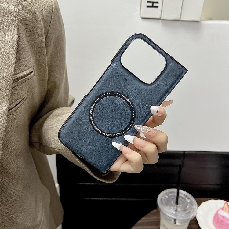 For Google Pixel 9 Pro Fold Crazy Horse Pattern Leather MagSafe Magnetic Phone Case