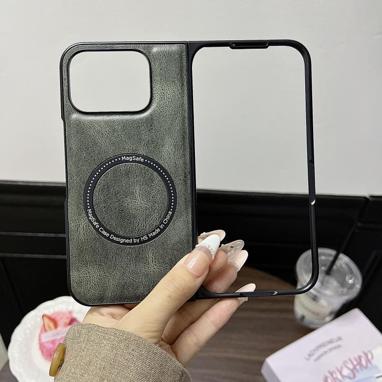 For Google Pixel 9 Pro Fold Crazy Horse Pattern Leather MagSafe Magnetic Phone Case