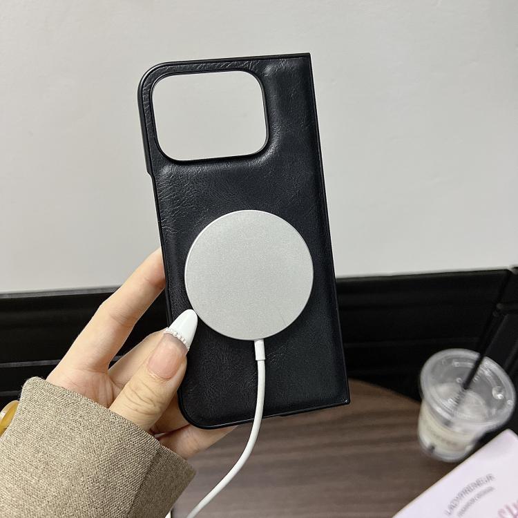 For Google Pixel 9 Pro Fold Crazy Horse Pattern Leather MagSafe Magnetic Phone Case