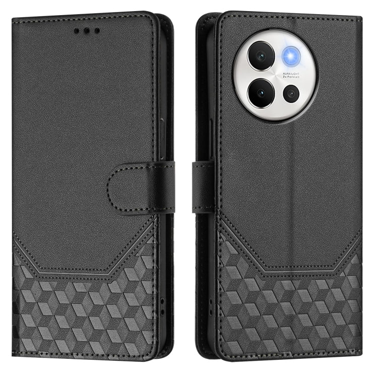 For vivo V40 Lite 5G / V30e 5G Global Honeycomb Embossing RFID Leather Phone Case