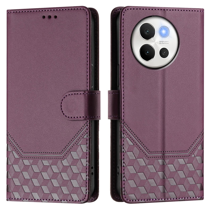 For vivo V40 Lite 5G / V30e 5G Global Honeycomb Embossing RFID Leather Phone Case