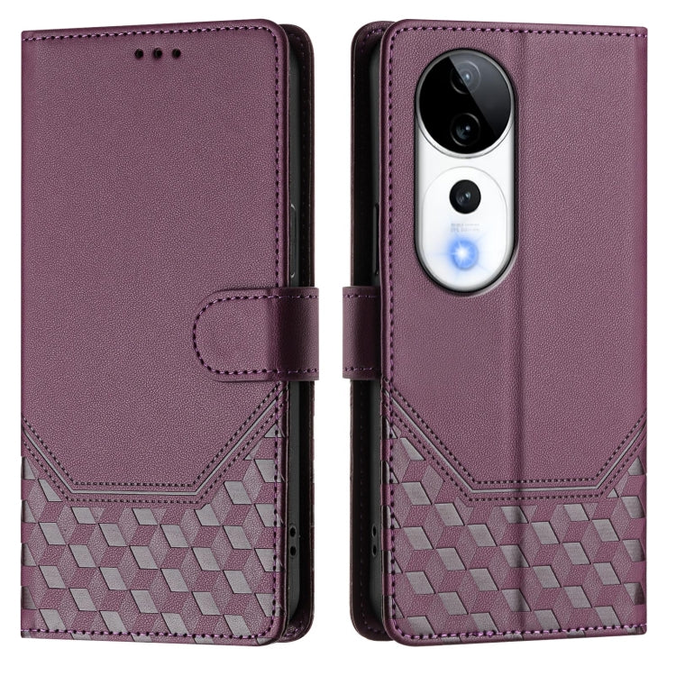 For vivo S19 Pro Honeycomb Embossing RFID Leather Phone Case