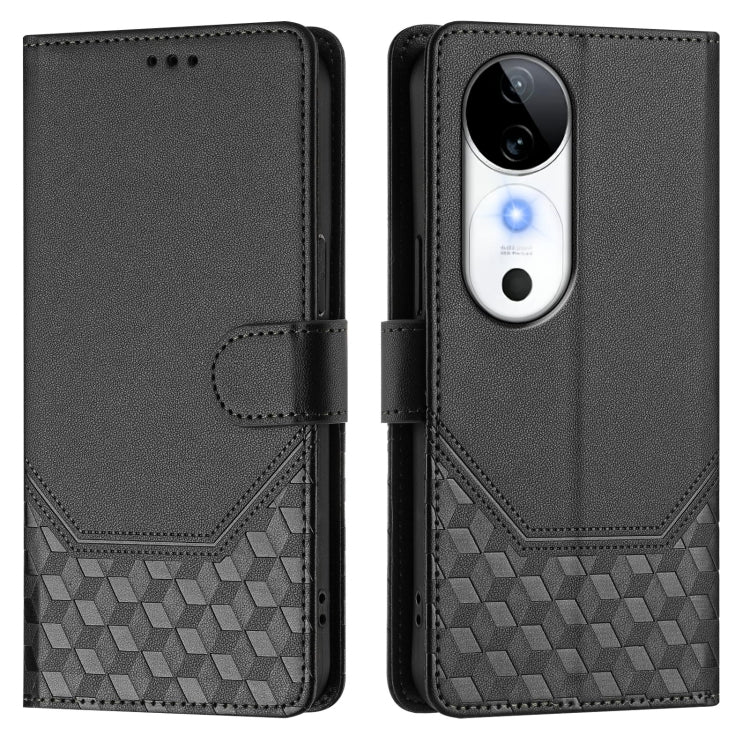 For vivo S19 Honeycomb Embossing RFID Leather Phone Case
