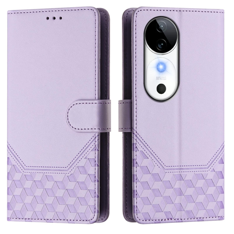 For vivo S19 Honeycomb Embossing RFID Leather Phone Case