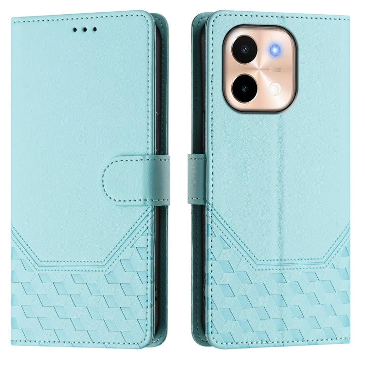 For vivo Y28 4G Honeycomb Embossing RFID Leather Phone Case