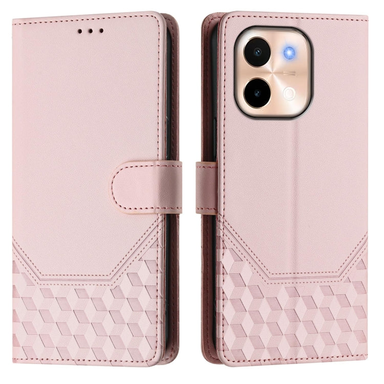 For vivo Y28 4G Honeycomb Embossing RFID Leather Phone Case