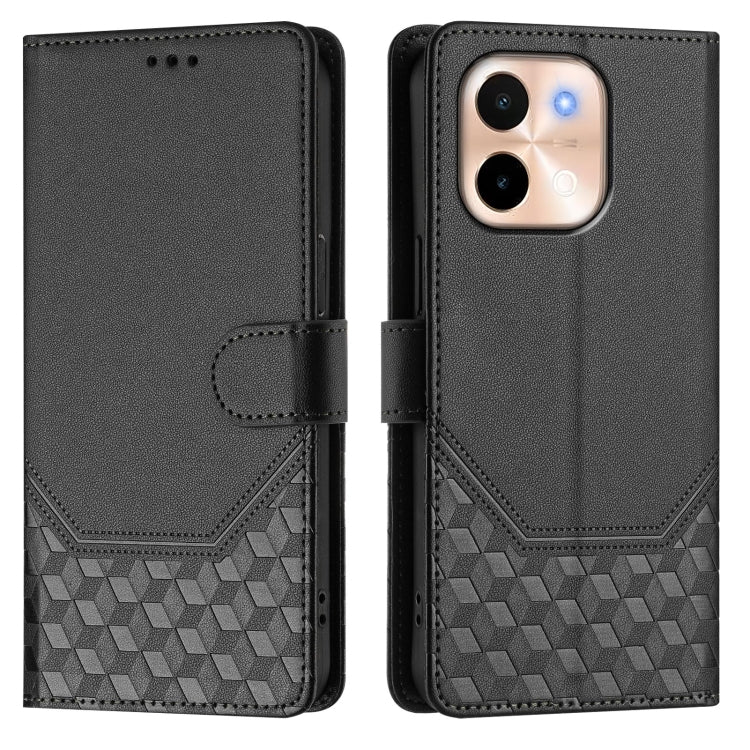 For vivo Y28 4G Honeycomb Embossing RFID Leather Phone Case