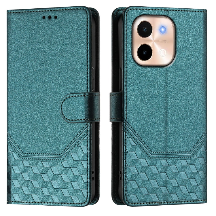 For vivo Y28 4G Honeycomb Embossing RFID Leather Phone Case
