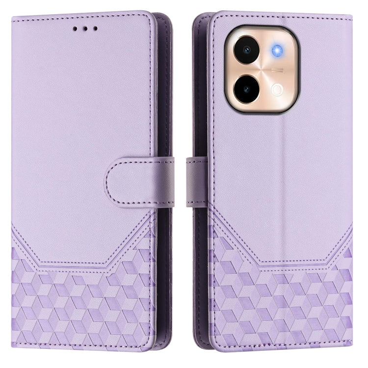 For vivo Y28 4G Honeycomb Embossing RFID Leather Phone Case
