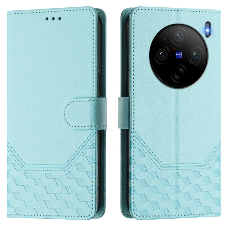 For vivo X100s 5G Honeycomb Embossing RFID Leather Phone Case