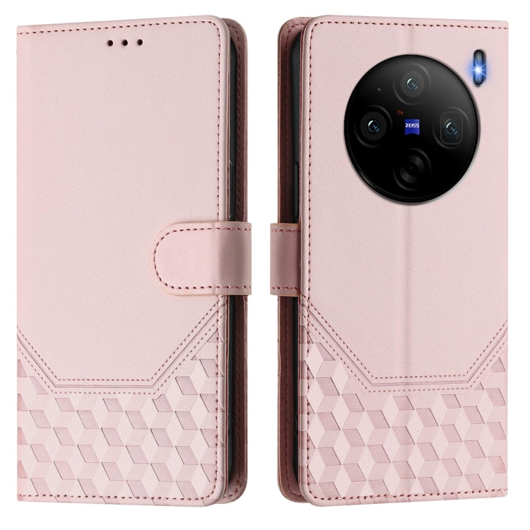 For vivo X100s 5G Honeycomb Embossing RFID Leather Phone Case