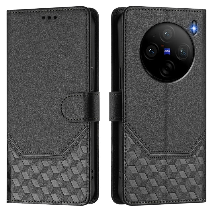 For vivo X100s 5G Honeycomb Embossing RFID Leather Phone Case
