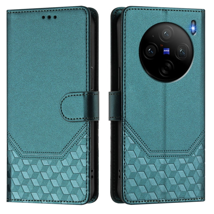 For vivo X100s 5G Honeycomb Embossing RFID Leather Phone Case