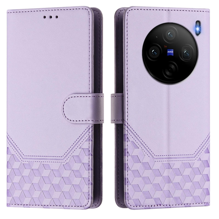For vivo X100s 5G Honeycomb Embossing RFID Leather Phone Case