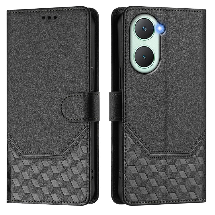 For vivo Y03 4G Global / Y18 4G Honeycomb Embossing RFID Leather Phone Case