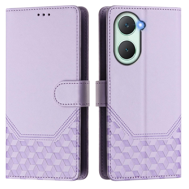 For vivo Y03 4G Global / Y18 4G Honeycomb Embossing RFID Leather Phone Case